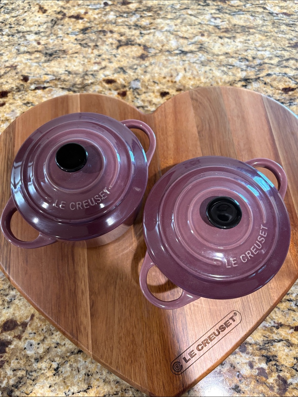 Le Creuset 10cm Mini Round Cocotte, Set of 2. Color Fig